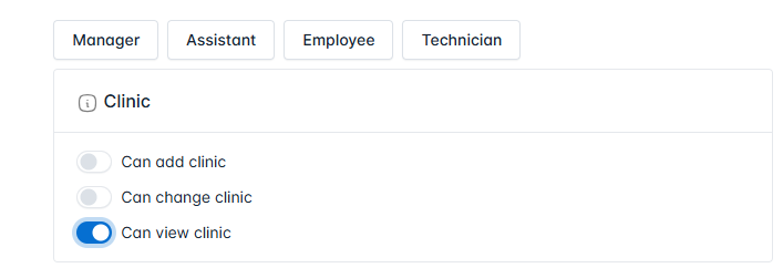Access rights settings