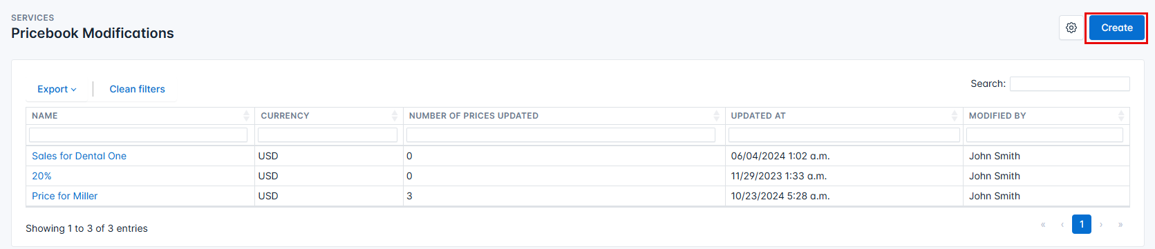 Creating a pricebook